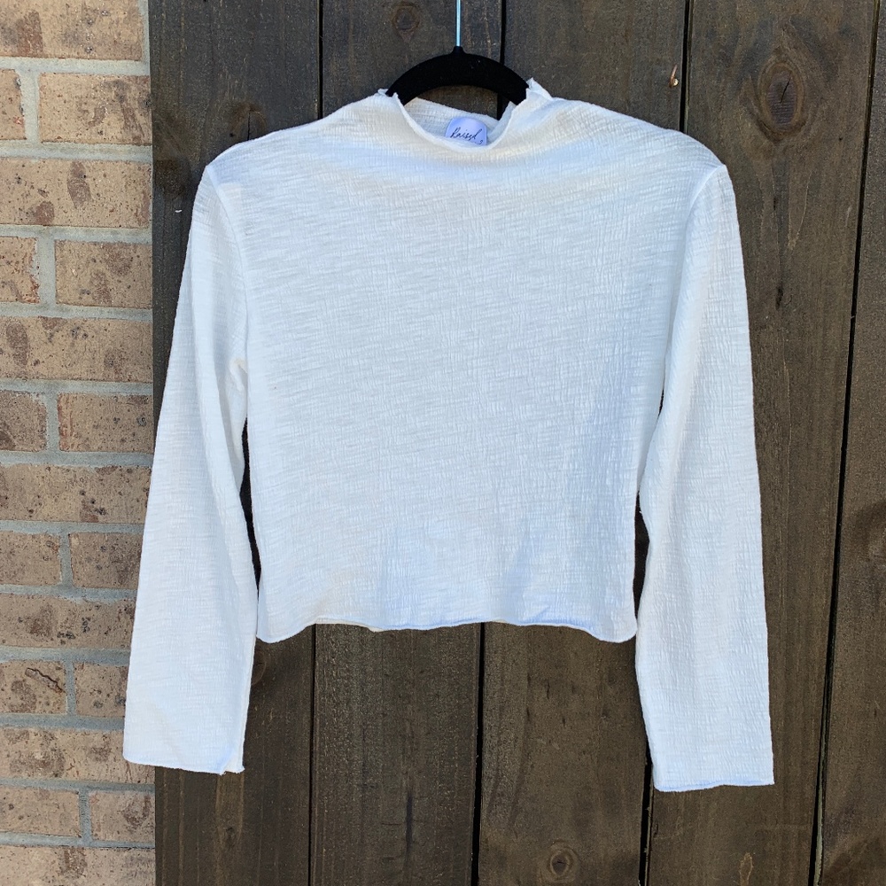 Raised By Wild Textured High Neck Cropped LS Small